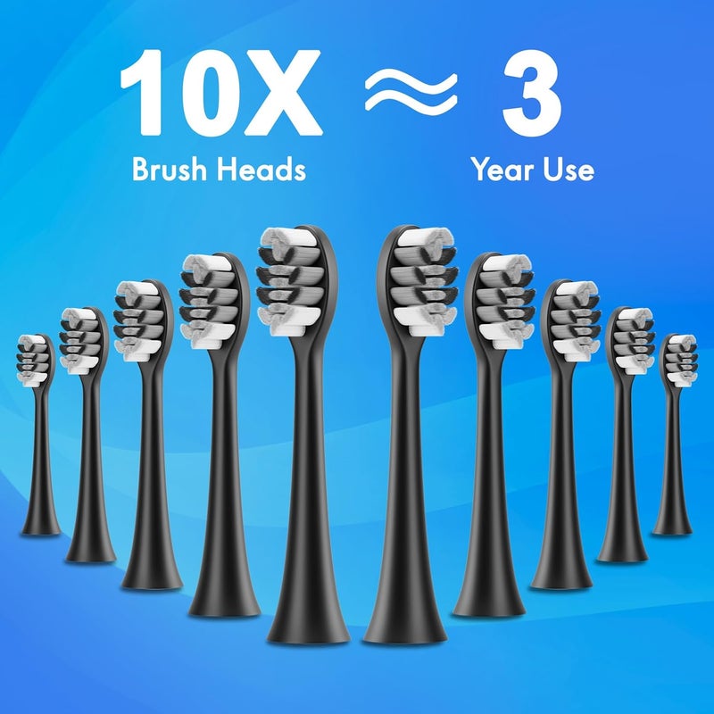 Kuicur Sonic Electric Toothbrush for Adults and Kids, Comes with 10 Brush Heads & Travel Case, 5 Modes with 2 Minutes Built in Smart Timer, One Charge for 90 Days, 42,000 VPM Motor (Black) - Image 4